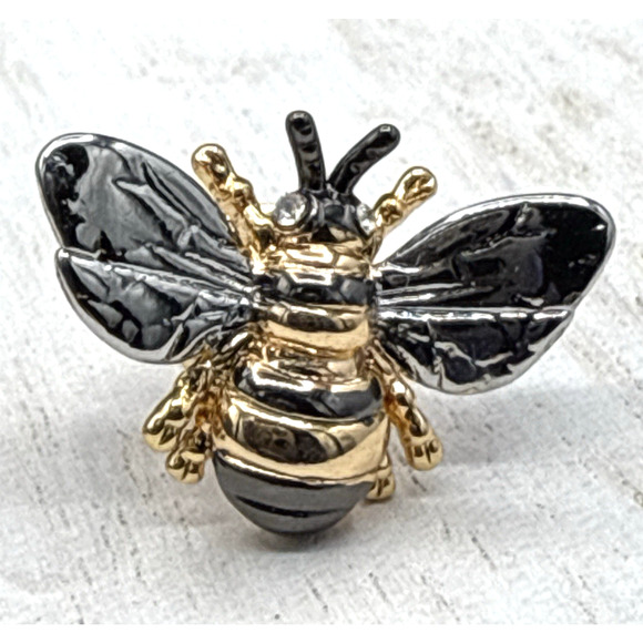 Honey Bee Earrings Enamel Striped Gold Tone Silver Tone Insect Stud - Picture 4 of 6